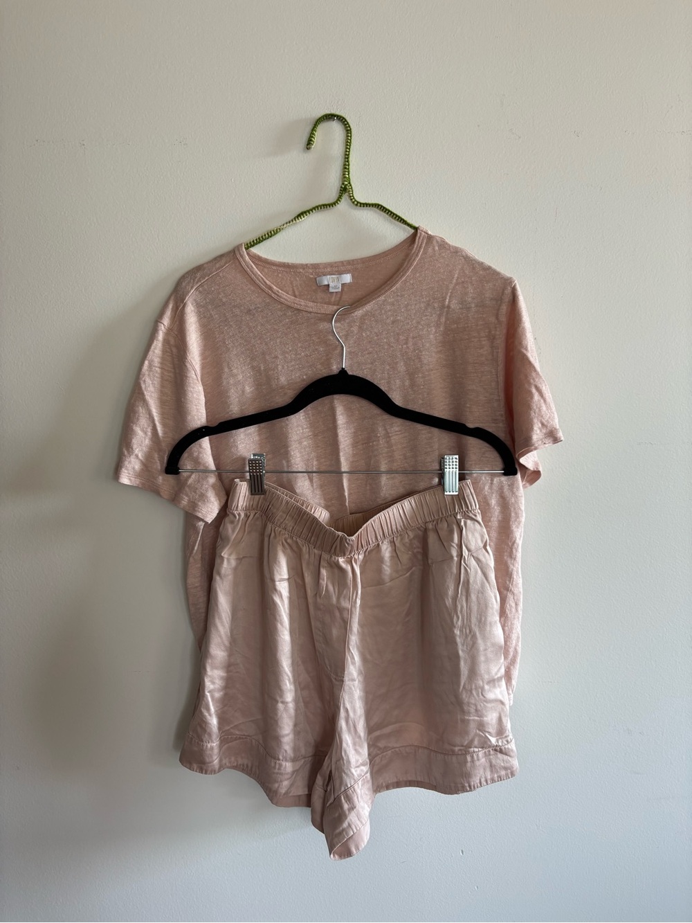lunya blush pink short sleeve sleep set